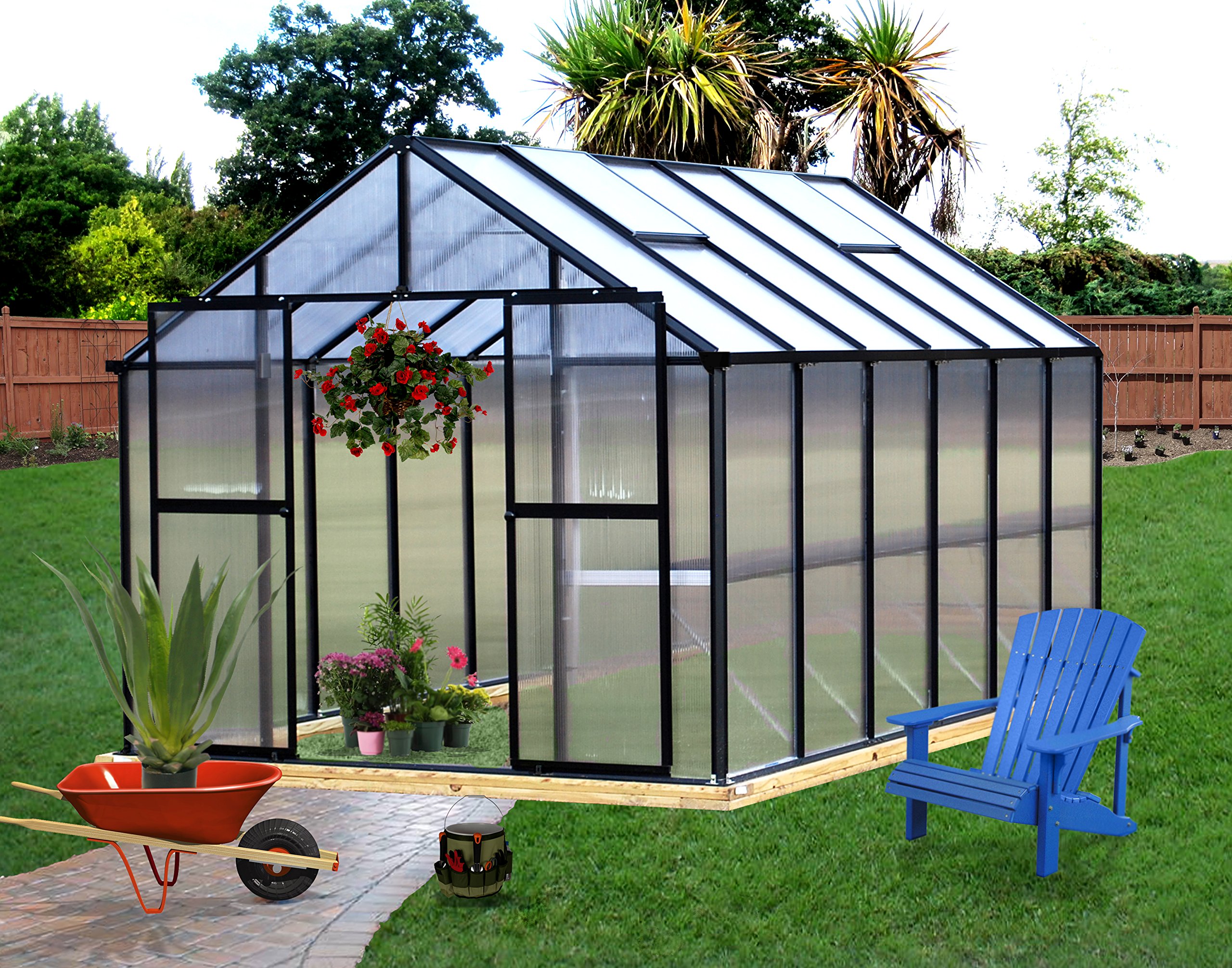 Amazon.com : Monticello MONT-12-BK Greenhouse, 8' x 12', Black